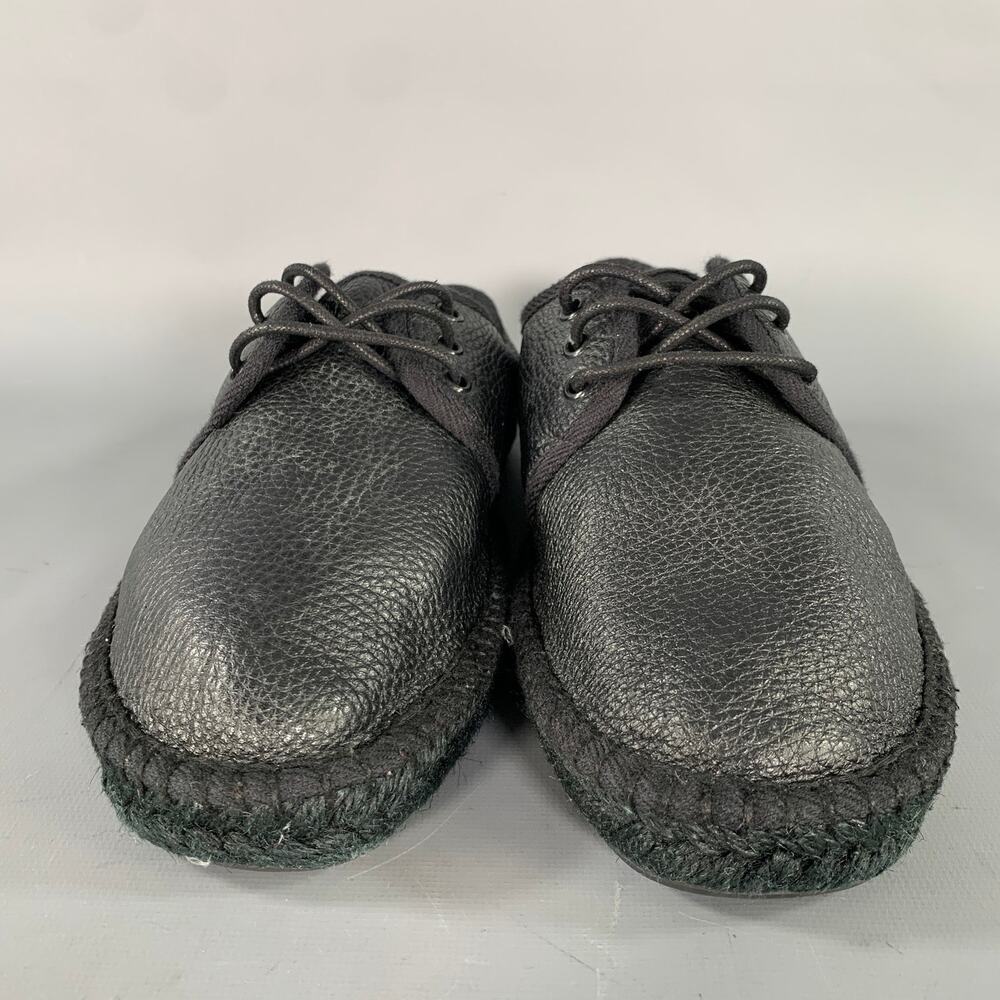 SAINT LAURENT Size 8 Black Crackled Leather Yacht Lace Up Shoes - Picture 4 of 9